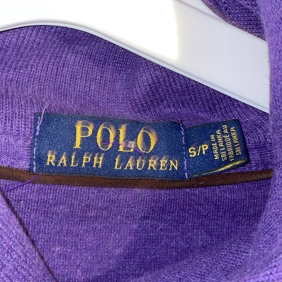 •POLO BY RALPH LAUREN•MEN PURPLE/ORANGE LOGO HORSE SHAWL NECK KNIT SWEATER SMALL - Picture 6 of 9